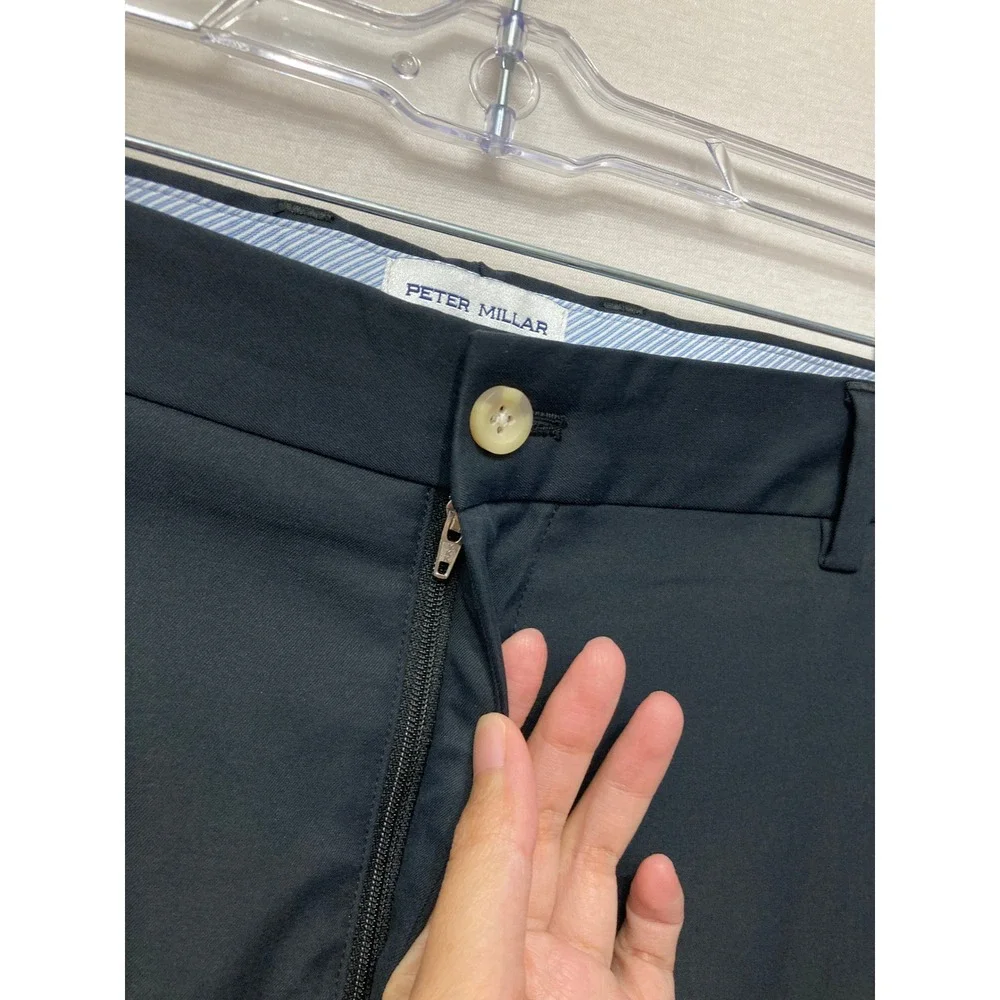 Peter Millar Mens size 38x32 Raleigh Performance Black Golf Pants Stretch EB77